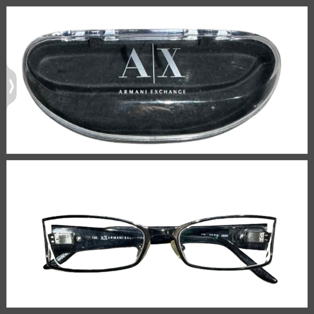 Armani Exchange Authentic Unisex Glasses Frames Black/Chrome Rectangle with Case